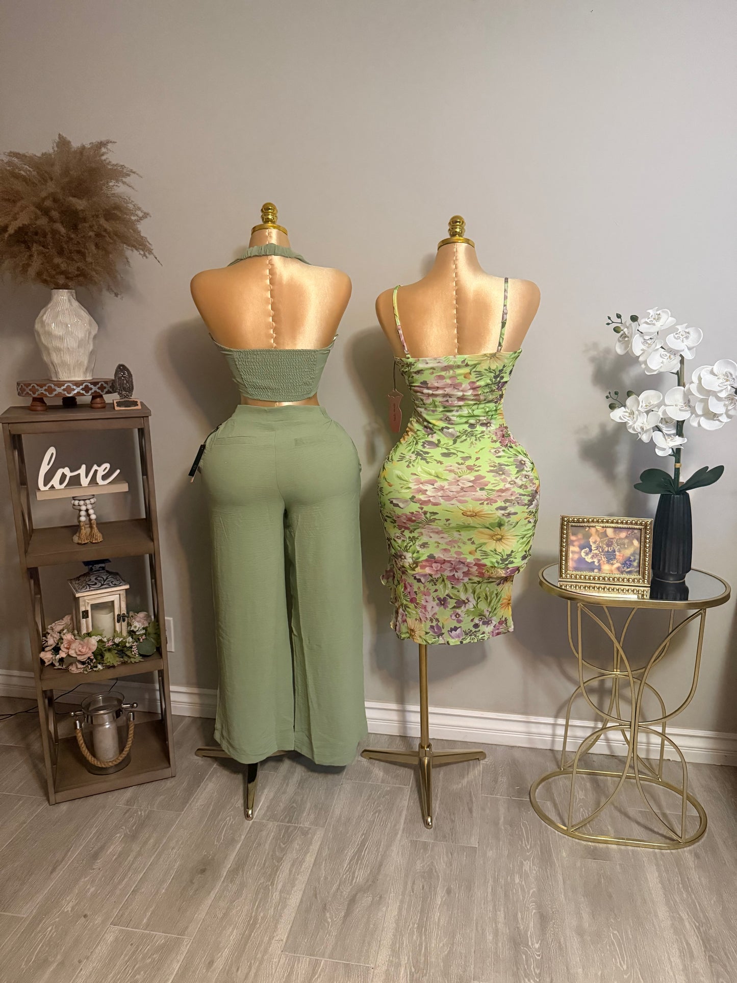 Floral Ruched Ruffled Slit Dress