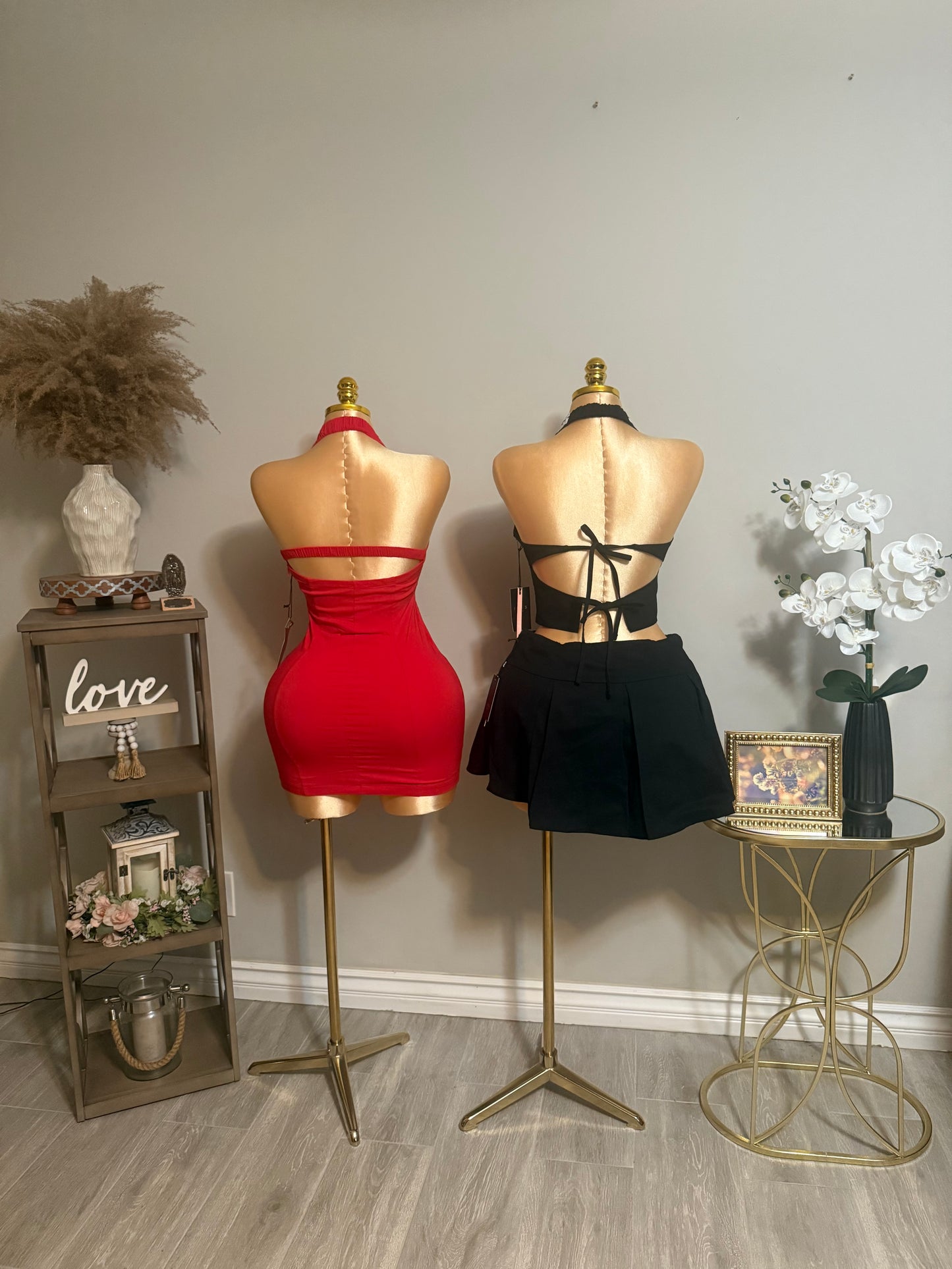 Black Lace up Skirt and Top